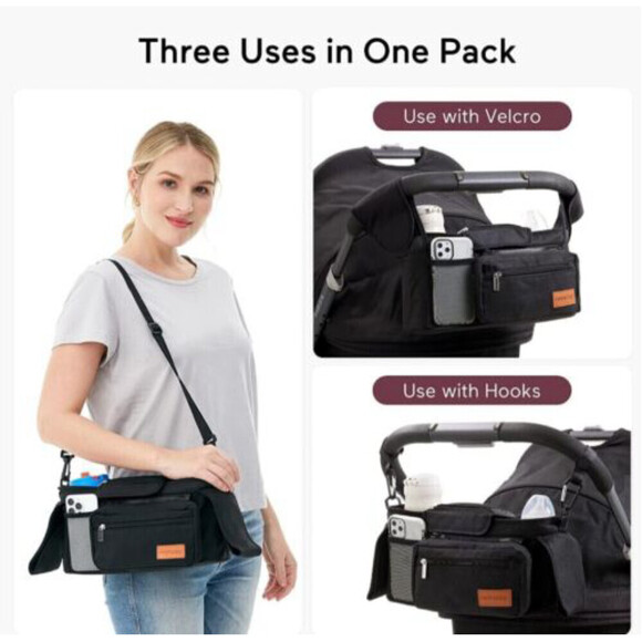 Momcozy Universal Stroller Organizer Insulated Cup Holder Detachable Phone Bag - Picture 3 of 6